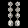 Rhodium Clear Round & Teardrop CZ Crystal Dangle Bridal Wedding Earrings 1336