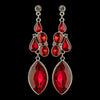 Silver Red Multi Cut Rhinestone Dangle Bridal Wedding Earrings 1390