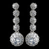 Rhodium Clear Round CZ Dangle Bridal Wedding Earrings