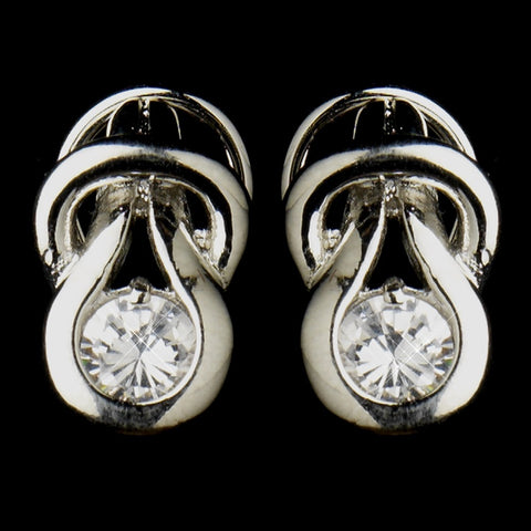 Silver Clear CZ Bridal Wedding Stud Bridal Wedding Earrings 1960