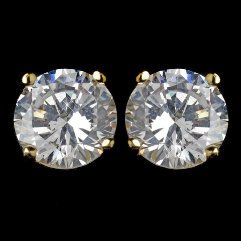 Rhodium Clear Round CZ Bridal Wedding Hair Clip On Bridal Wedding Earrings