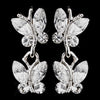 Wonderful Silver Clear Austrian Crystal Butterfly Bridal Wedding Earrings 20239