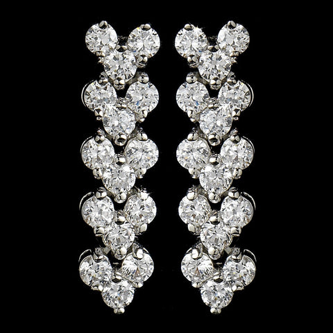 Silver Follow Me Cubic Zirconia Bridal Wedding Earrings E 2024
