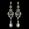 Vintage CZ & Freshwater Pearl Bridal Wedding Earrings 2027