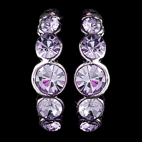 Silver Amethyst or Lt AM Rhinestone Hoop Bridal Wedding Earrings 20339