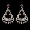 Silver Pink Rhinestone Bridal Wedding Earrings E 20377