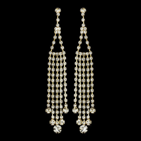 * Perfect Charming Gold Clear Dangling Rows Earring 20426