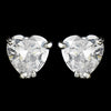 Silver Clear Heart CZ Stud Bridal Wedding Earrings 20667