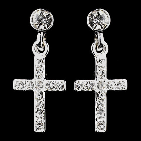 Silver Clear Bridal Wedding Earrings 20701