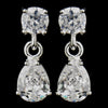 Silver Clear CZ Tear Drop Crystal Dangle Drop Bridal Wedding Earrings 20788