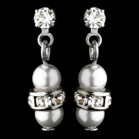 Pearl & Rhinestone Drop Bridal Wedding Earrings 217