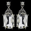 Antique Silver Clear Oval Rhinestone Bridal Wedding Stud Bridal Wedding Earrings 22245