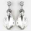 Antique Silver Clear Tear Drop Rhinestone Bridal Wedding Earrings 22246