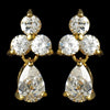Lovely Gold Clear CZ Bridal Wedding Earrings 2262