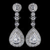 Rhodium Clear CZ Crystal Bridal Wedding Hair Clip On Bridal Wedding Earrings 2286