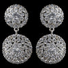 Rhodium Clear Rhinestone Drop Bridal Wedding Clip-On Earrings 2347