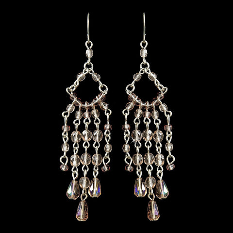 * Pink Swarovski Crystal Bridal Wedding Earrings E 240