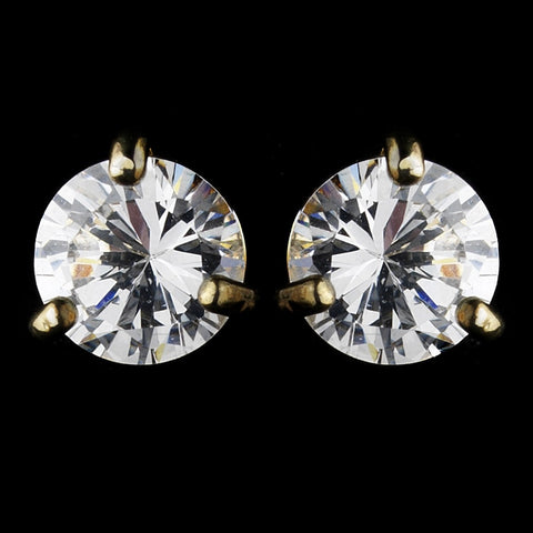 Gold Cubic Zirconia Stud Earring E 2429