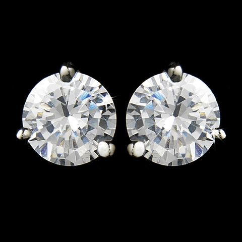 Fabulous Silver Clear CZ Stud Bridal Wedding Earrings 2429