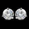 Fabulous Silver Clear CZ Stud Bridal Wedding Earrings 2429