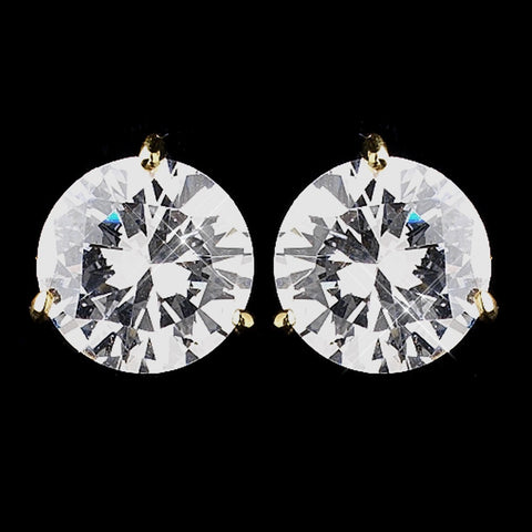 Gold Clear CZ Crystal Bridal Wedding Earrings 2432