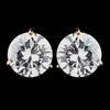 Gold Clear CZ Crystal Bridal Wedding Earrings 2432