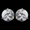 Rhodium Silver Clear Cubic Zirconia Round Stud Earring 2432