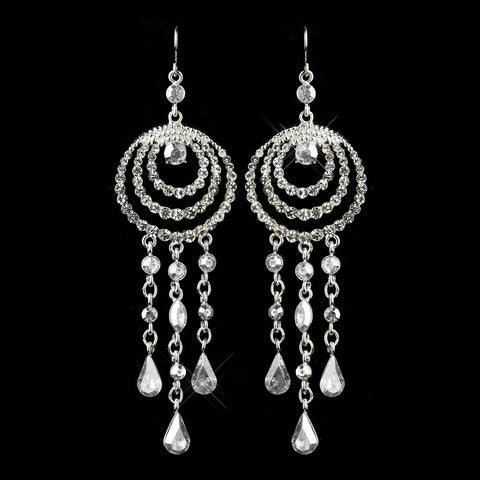Silver Clear Austrian Crystal Chandelier Bridal Wedding Earrings 24496