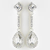 Silver Clear Tear Drop Rhinestone Bridal Wedding Earrings 24521