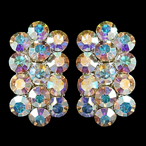 AB Aurora Borialis Bridal Wedding Hair Clip On Crystal Bridal Wedding Earrings E 24678