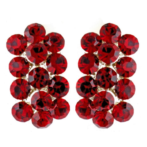 Red Rhinestone Bridal Wedding Hair Clip On Earring 24678