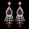 Silver Clear & Burgundy Rhinestone Chandelier Bridal Wedding Earrings 24792