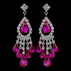 Silver Fuchsia Chandelier Bridal Wedding Earrings 24792