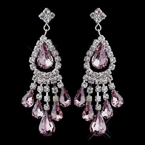 Silver Light Amethyst Chandelier Bridal Wedding Earrings 24792