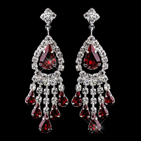 Silver Red Chandelier Earring 24792