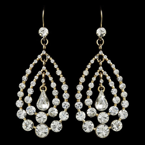 Gold Clear Bridal Wedding Earrings 24802