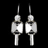 Silver Clear Rhinestone Square Princess Cut Earring 25154