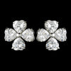 Irish Heart Flower Stud CZ Bridal Wedding Earrings 25191