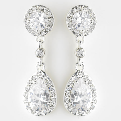 Cubic Zirconia Drop Bridal Wedding Earrings 25197