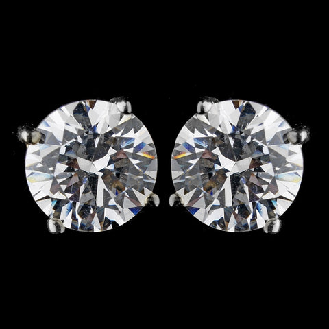 Sparkling 8mm Cubic Zirconia Bridal Wedding Earrings E 2521