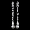 Silver Clear & White Pearl Bridal Wedding Earrings 25234
