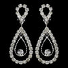 Stunning Silver Clear Crystal Double Loop Bridal Wedding Earrings 25249