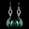 Silver Emerald & Clear CZ Crystal Drop Bridal Wedding Earrings 25285