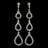Silver Clear Three Tiered Tear Drop Rhinestone Bridal Wedding Earrings 25301