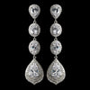 Rhodium Clear Oval & Teardrop Encrusted Pave CZ Crystal Bridal Wedding Earrings 256
