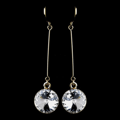 Elegant Gold Clear Crystal Drop Bridal Wedding Earrings 25729