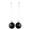 Silver Black Crystal Drop Bridal Wedding Earrings 25729