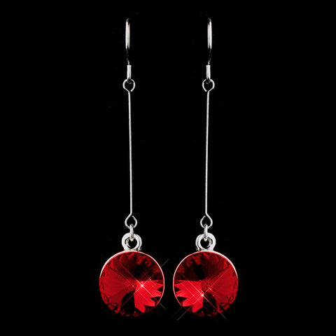 Elegant Silver Red Crystal Drop Bridal Wedding Earrings 25729