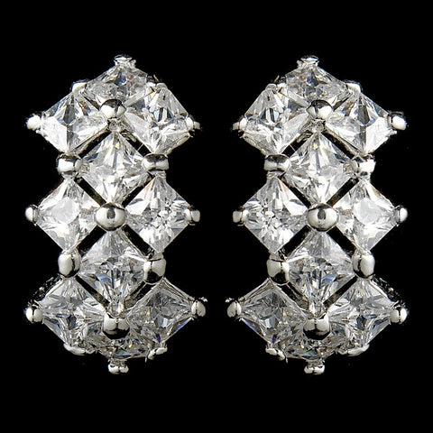 Curved Cubic Zirconia Crystal Bridal Wedding Earrings E-2635