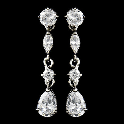 Crystal Cubic Zirconia Bridal Wedding Earrings E 2656